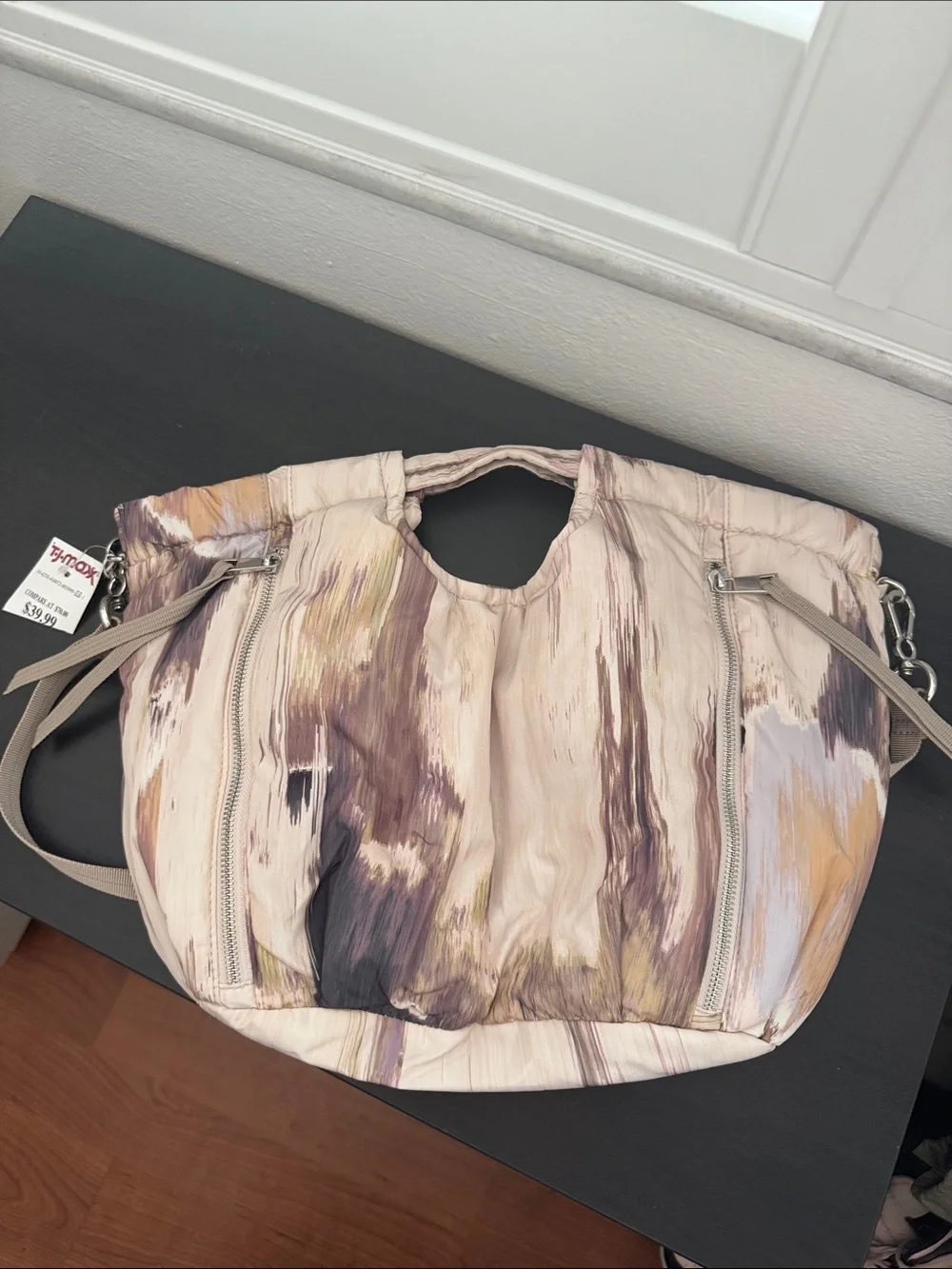 Vince Camuto Cream Brushstroke Hobo Bag